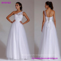 Lace Wedding Dress One-Shoulder White A-Line Lace up Floor Length Bridal Dress